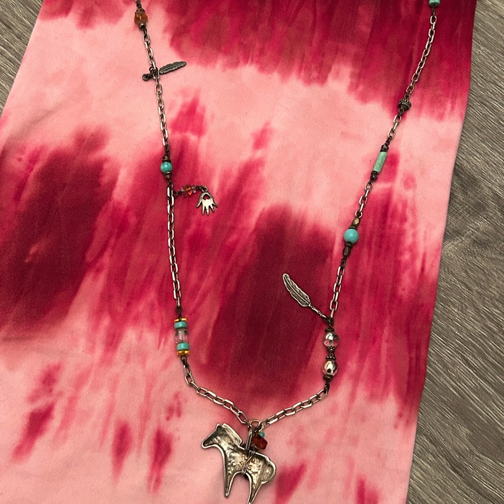Rare Sterling 925 Signed Native American - necklace with natural gemstones - Picture 3 of 4